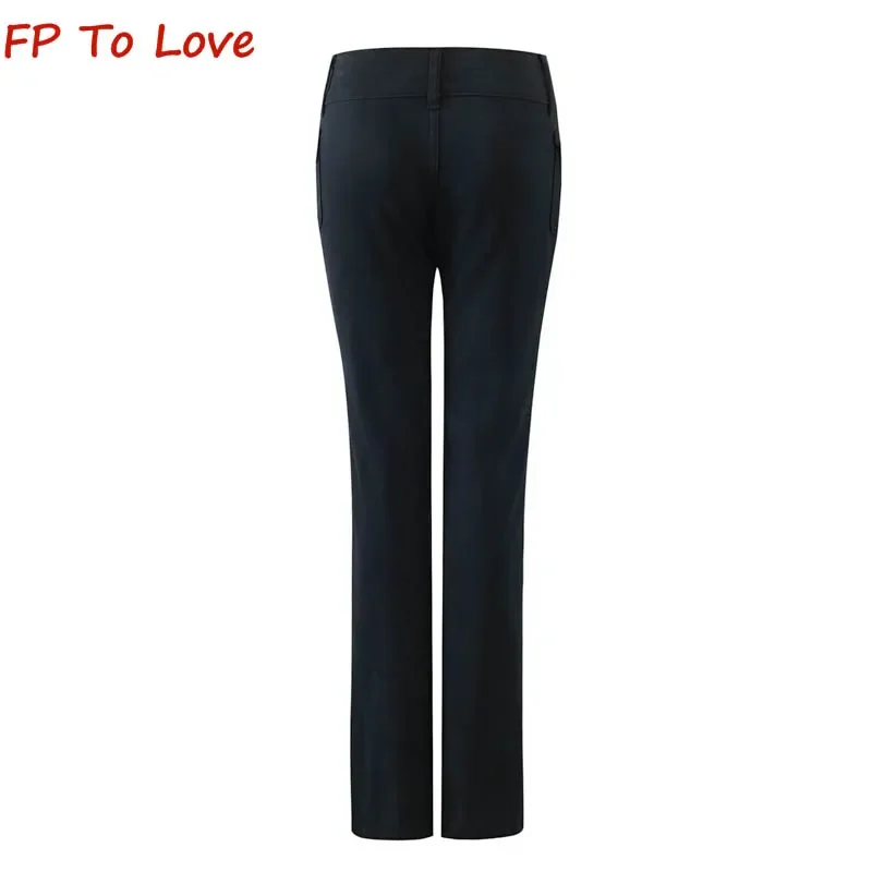 Black American Hottie Low Waist Two Button Micro Trousers PB&ZA Woman Multi Pockets Work Style Casual Pants