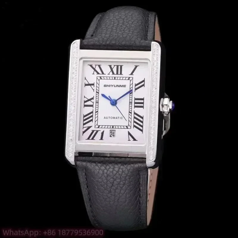 904L 31*41 мм мужские автоматические механические спортивные часы из нержавеющей стали, черные кожаные стеклянные часы