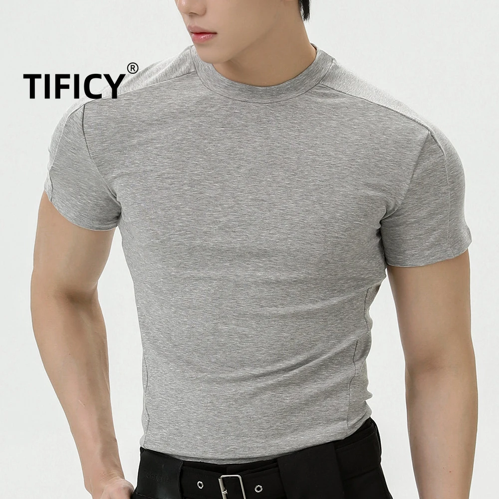 

High Street Tees Men's 91% Lyocell Cool Shoulder Structure Moisture Wicking Breathable Fitness Fitness Fit Short Sleeve T-shirt