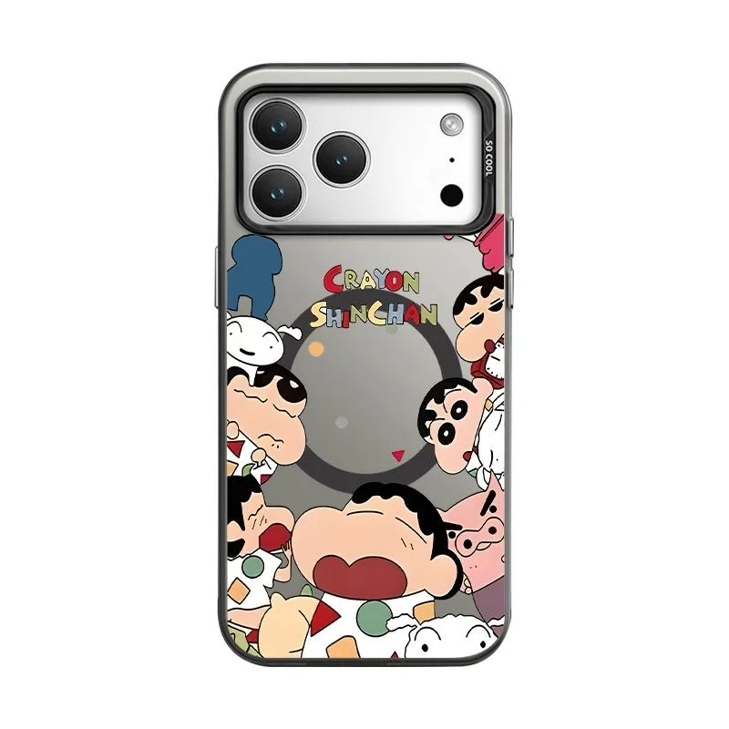 เคสโทรศัพท์ไร้สายลายการ์ตูน 3 มิติ น่ารัก ชินจัง บุริบูริเซมอน สำหรับ iPhone 13 14 11 12 15 16 Pro Max ฝาปิดแม่เหล็กตลกๆ ﻿