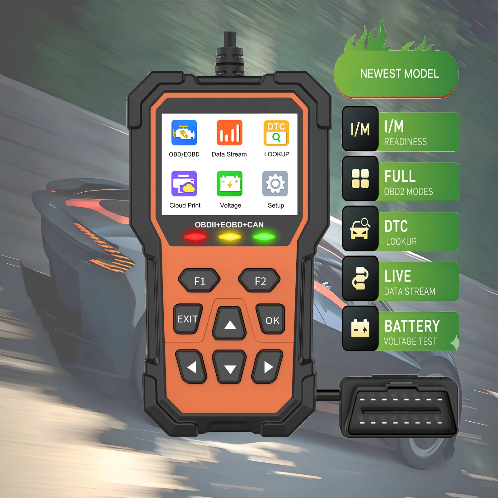 Escaner Automotriz OBD2 Scanner, Automotive Diagnostic Scan Tool, Read/Clear Codes, I/M Readiness, DTC Lookup for Smog Check