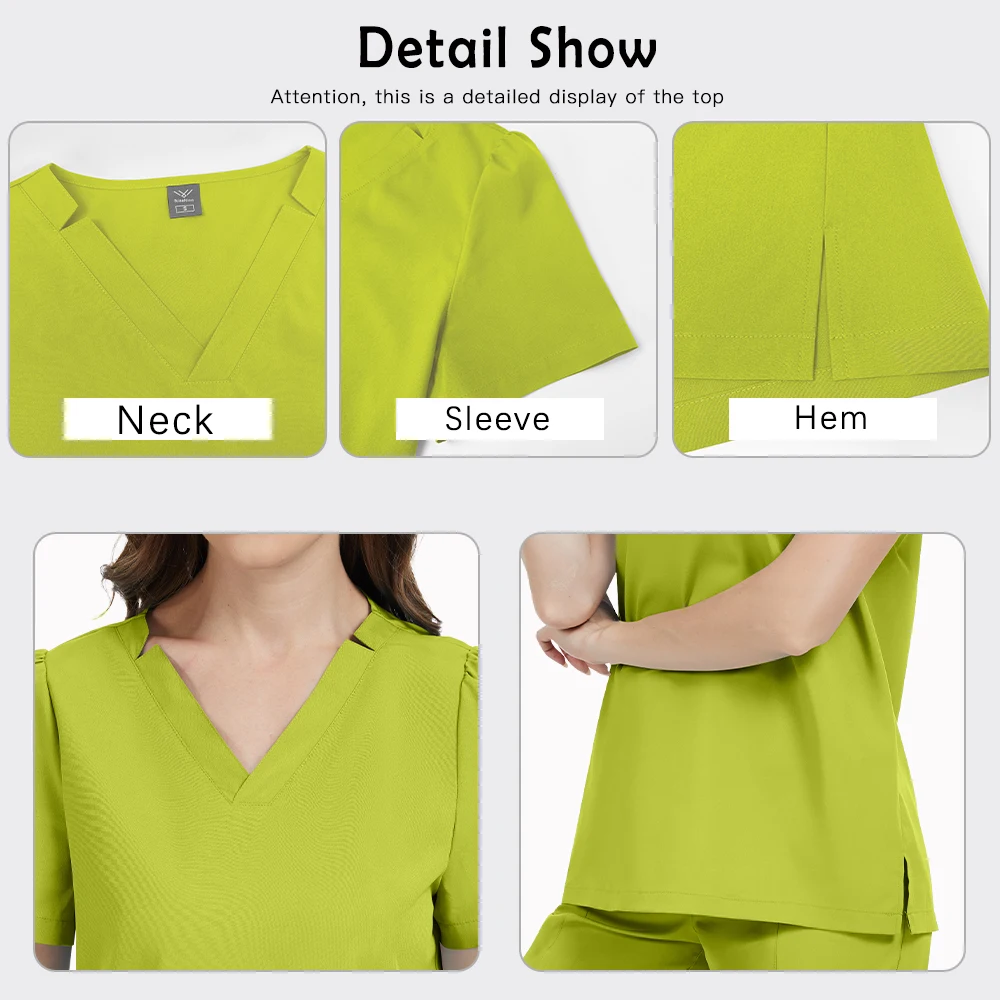 Bright Color Surgical Uniforms Medical Scrub Set Woman Beauty Dentistry Workwear Clinical Top Pants Doctor Nursing Surgical Suit