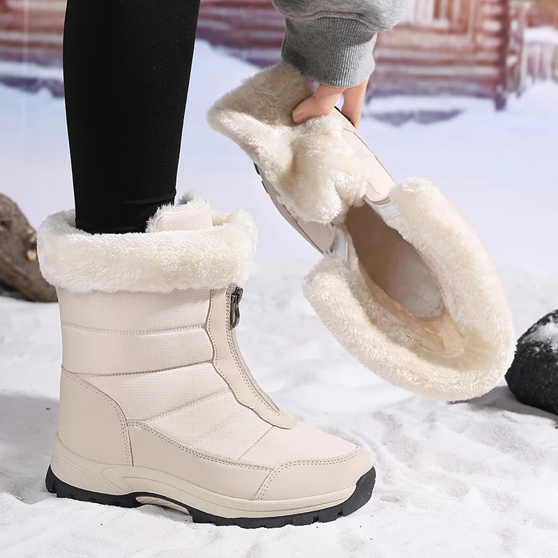 Botas de Nieve para Mujer, Resistentes al Frío, Forradas de Felpa, con Suela Gruesa, para Senderismo