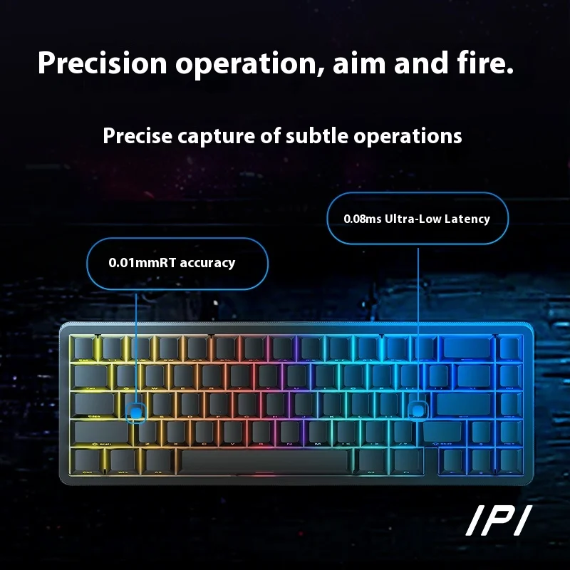 คีย์บอร์ด Ipi Rain65 M Pro II แกนแม่เหล็ก ผลิตจากอะลูมิเนียมอัลลอยด์ พร้อมไฟแบ็คไลท์ ปุ่มกด PBT สลักด้านข้าง และความแม่นยำระดับ RT0.01