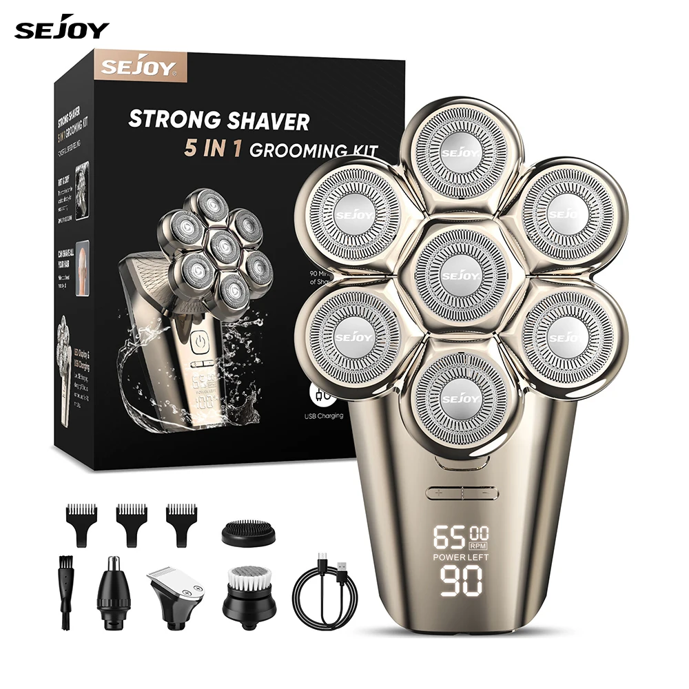 

Sejoy 5in1 Rotary Electric Shaver For Men Hair Cutting Machine Multifunction Men's Electric Shaver Bald Head Hair Beard Trimmer