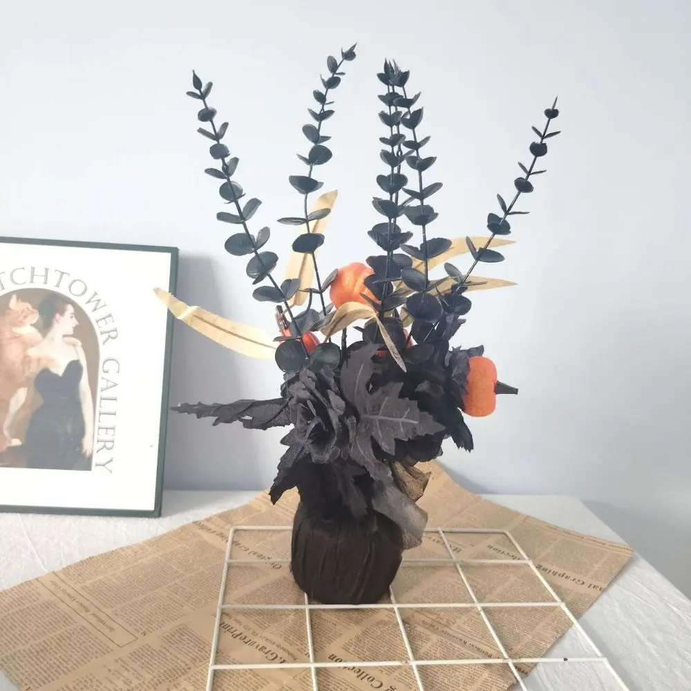 

Simulated Flowers Artificial Eucalyptus Leaves Vase 42cm Realistic Maple Leaf Decorative Tree Black/Orange Autumn Branches