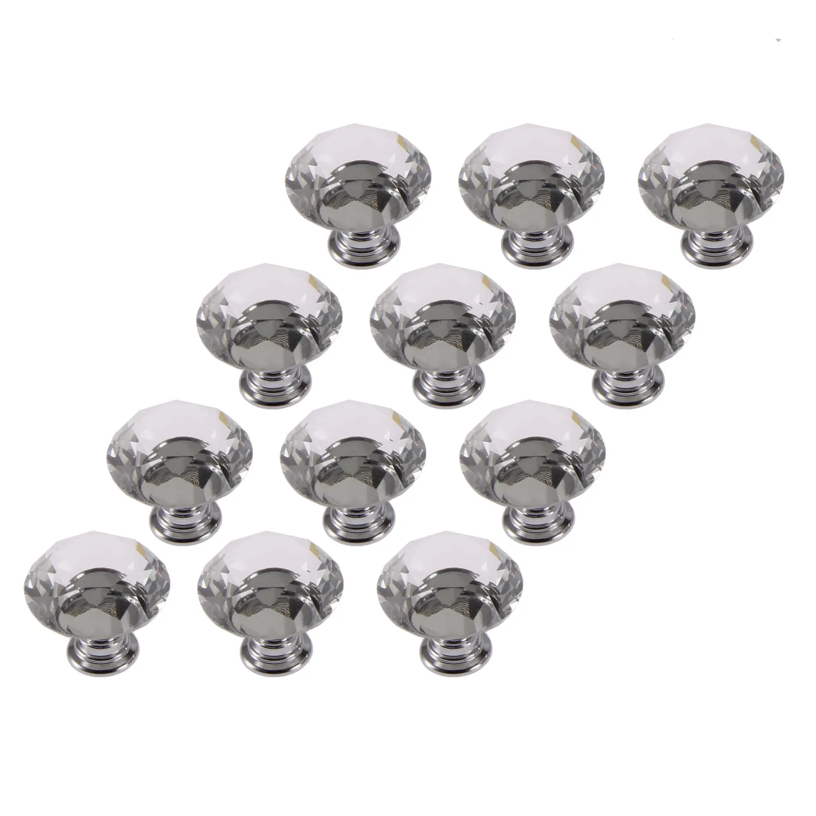 12PCS 30mm Diamond Shape Design Crystal Glass Knob For Wardrobe Drawer Door Kitchen Cabinet Cupboard Furniture Hardware