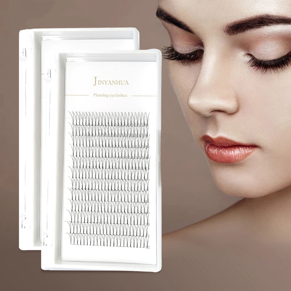 JINYANHUA 2d3d4d 12Rows Soft Mink Eyelashes  Pre Made Volume Fans Lashes Individual Eyelash Extensions Natural False Eyelashes