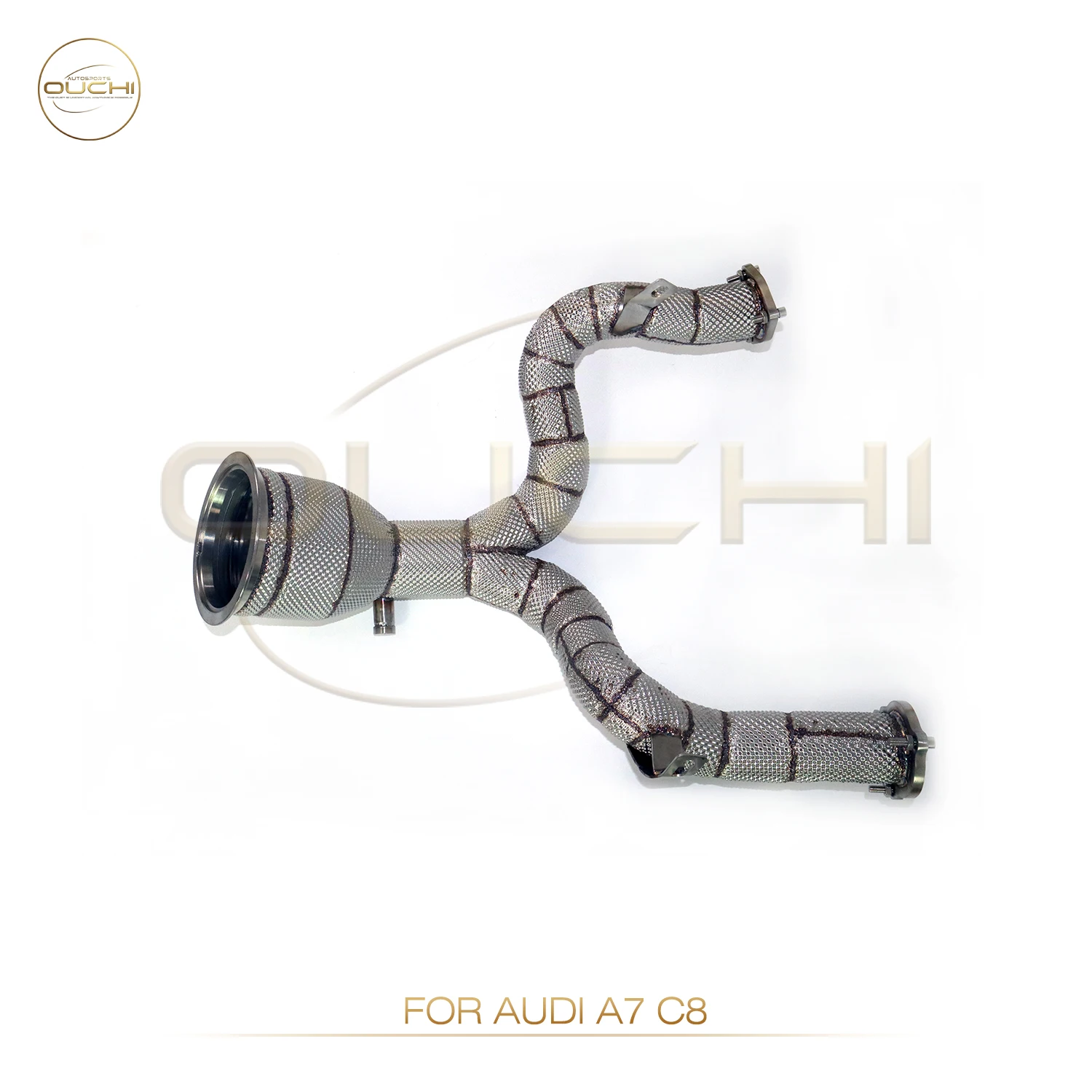 Ouchi stainless steel With catalytic Downpipe product discount For  2019-2023 A7 C8 Downpipe 3.0T exhaust system High flow