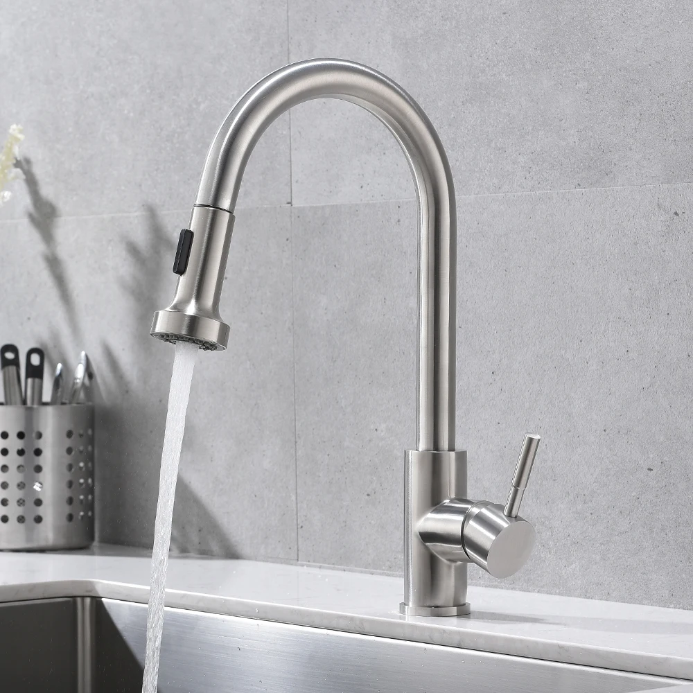 

Kitchen Faucets Black Single Handle Pull Out Kitchen Tap Single Hole Handle Swivel 360 Degree Water Mixer Tap Mixer Tap 866127