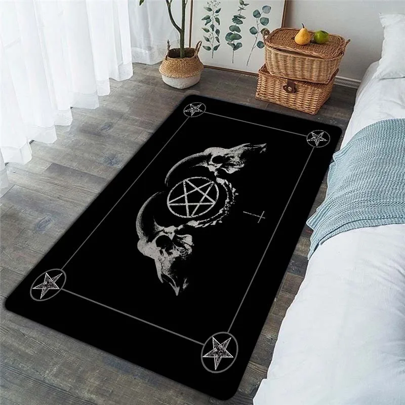 Dark Satan Pentagram Print Area Rug Gothic Decorate Mat Living Room Carpet Sofa Table Large Area Rugs Indoor Doormat Room Decor