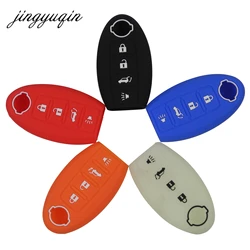 jingyuqin Silicone Key Case for Nissan Altima Maxima Sentra Teana 2007-2012 Smart Remote 4 Buttons Fob Skin Cover Holder