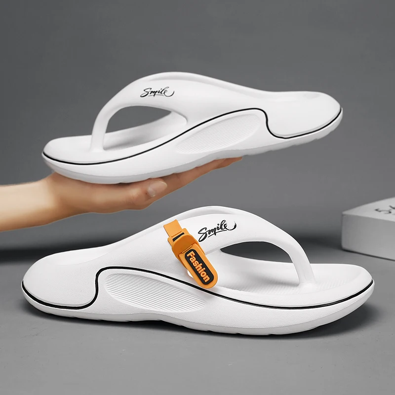Men's flat slippers summer thick soft sole eva slippers outdoor beach sandals women's 45 non-slip comfortable bathroom slippers image 2