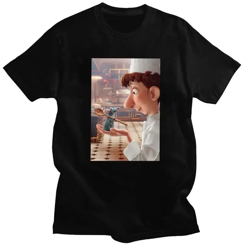 Gorgeous Ratatouille Remy T Shirt Men Short Sleeved Cotton T-shirt Print Alfredo Linguini Anime Tee Tops Fashion Tshirts