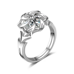 Silver Color Wedding Ring for Women Men The Galadriel Nenya Windmill Shape Ring Christmas Friends Gift