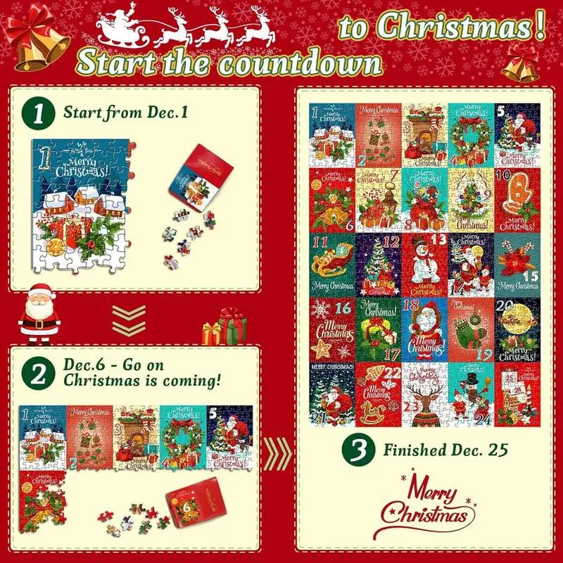 2023 Advent Calendar Jigsaw 1000 Pieces, 24 Boxes Christmas Countdown Jigsaw Christmas Decorations Adult Children Gifts decorate