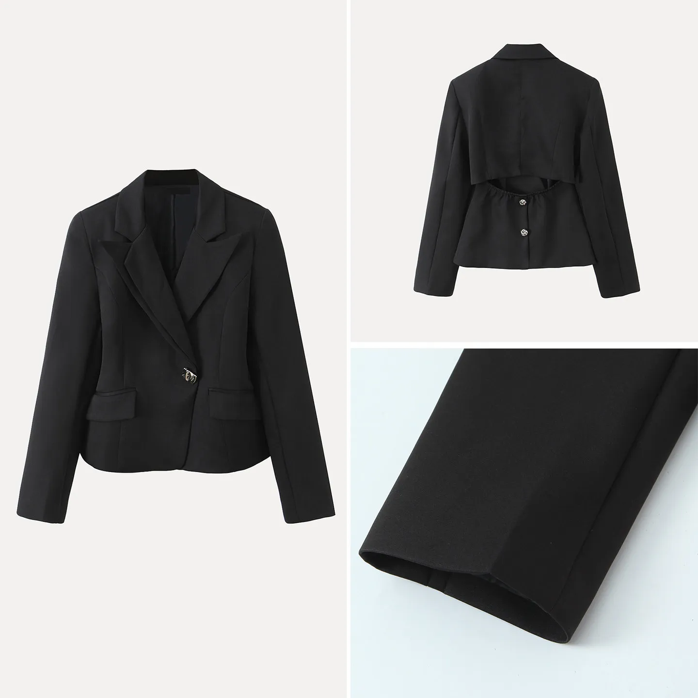 

2025 Winter New Women's Faion Personali Match All-Over Irregular Collar Ba Suit Jaet Long Sve Daily Use Z