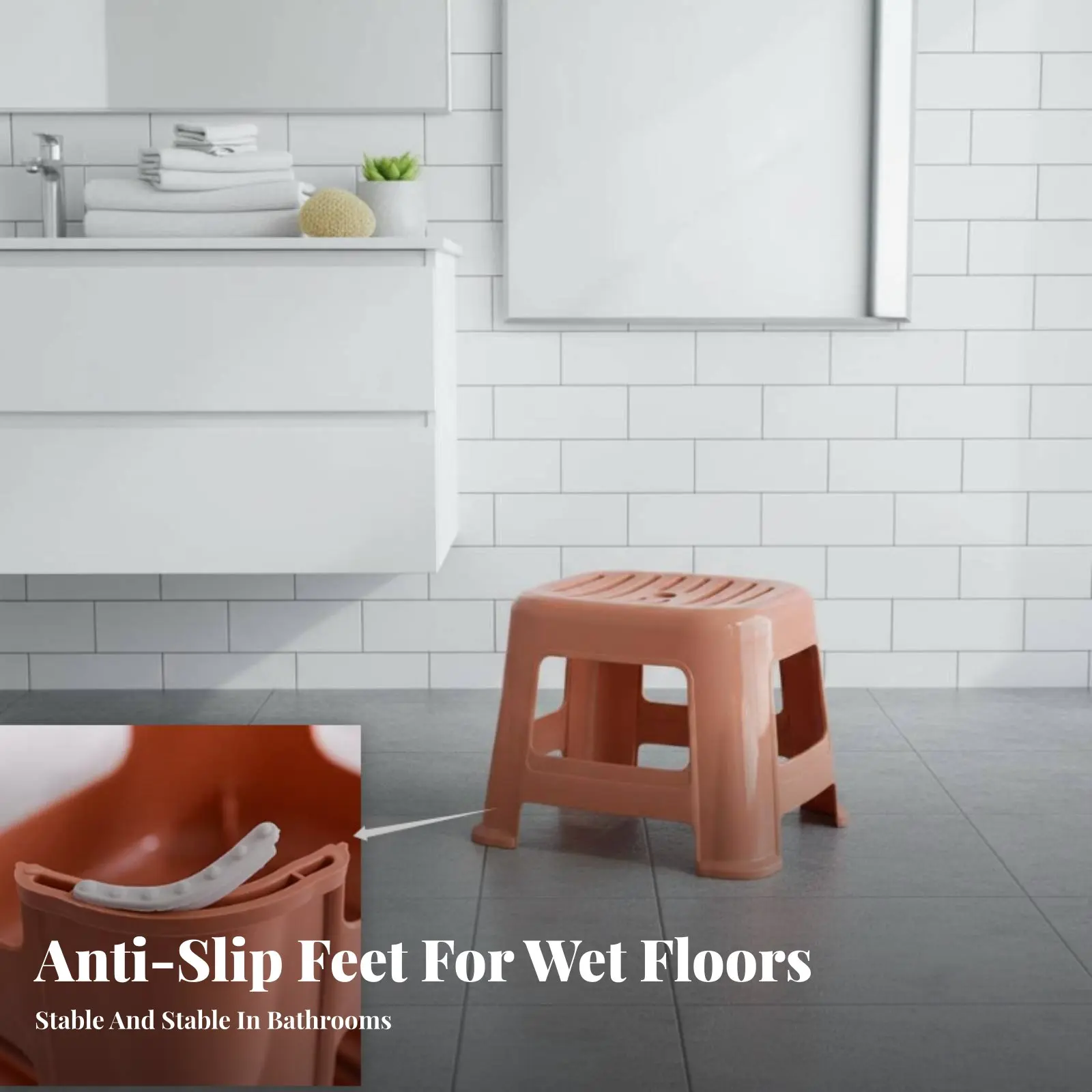 

Perforated Plastic Stool Hollowed-openwork Design Footstool Non-Slip adaptable for Children, Adults