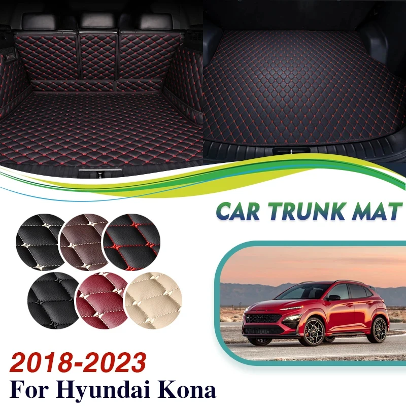 

Leather Car Trunk Mats For Hyundai Kona Kauai OS 2018~2023 Anti-dirt Pad Car Mat Tray Carpet Dedicated Mud Car Accessories 2022