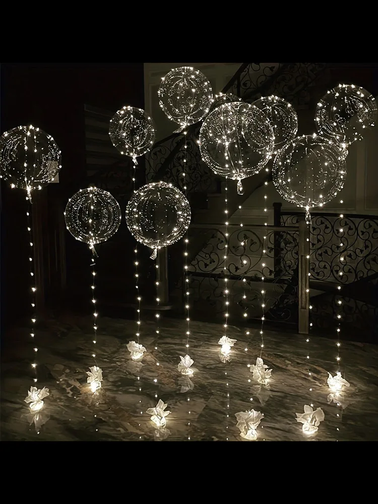 5 Sets LED-Bobo-Ballon, leuchtend, klare Luftballons, 50,8 cm, Bobo-Ballon mit 3 m Lichterketten, Festival-Tischdekoration