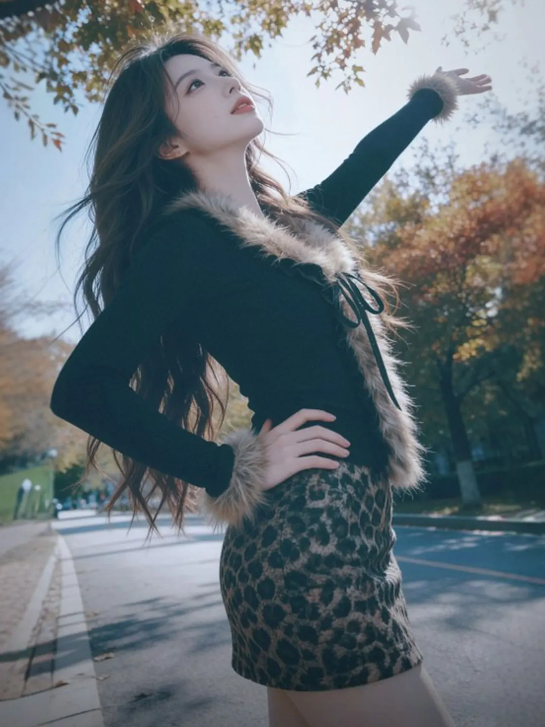 

Ретро-комплект из топа и юбки с леопардовым принтом, удобный, с высокой талией, весенняя мода для молодых женщин