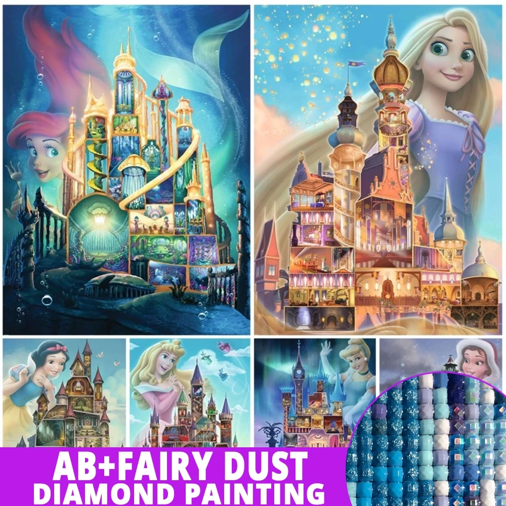 AB Fairy Dust Disney 5D For Children Princess Castle Diamond Painting Cartoon Broderie Mosaic Craft Home Decor New Gift 2024