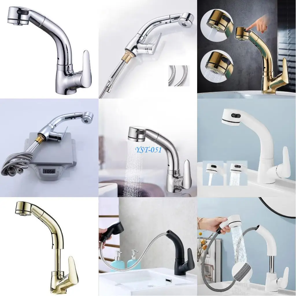 E15A صنبور الحمام مع الرشاشات القابلة للسحب صنبور حوض قابل للرفع 360 درجة صنبور حوض خلاط #1