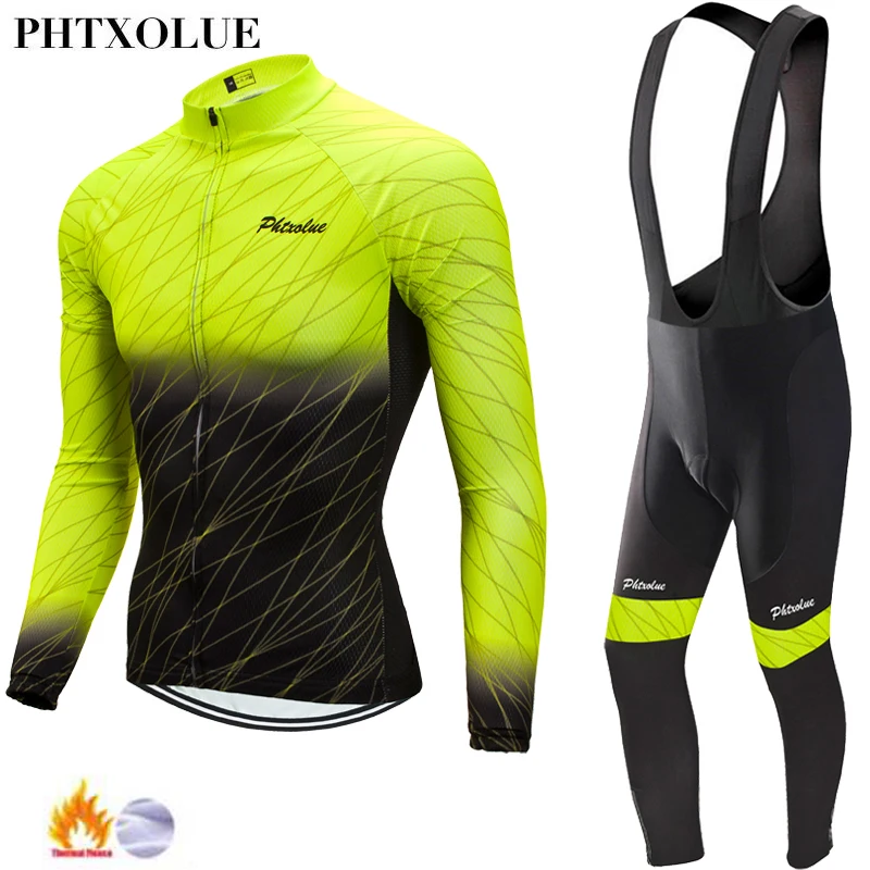 Phtxolue 2022 Winter Thermal Fleece Cycling Jerseys Set MTB Bike Clothes Maillot Ropa Ciclismo Invierno Bicycle Cycling Clothing