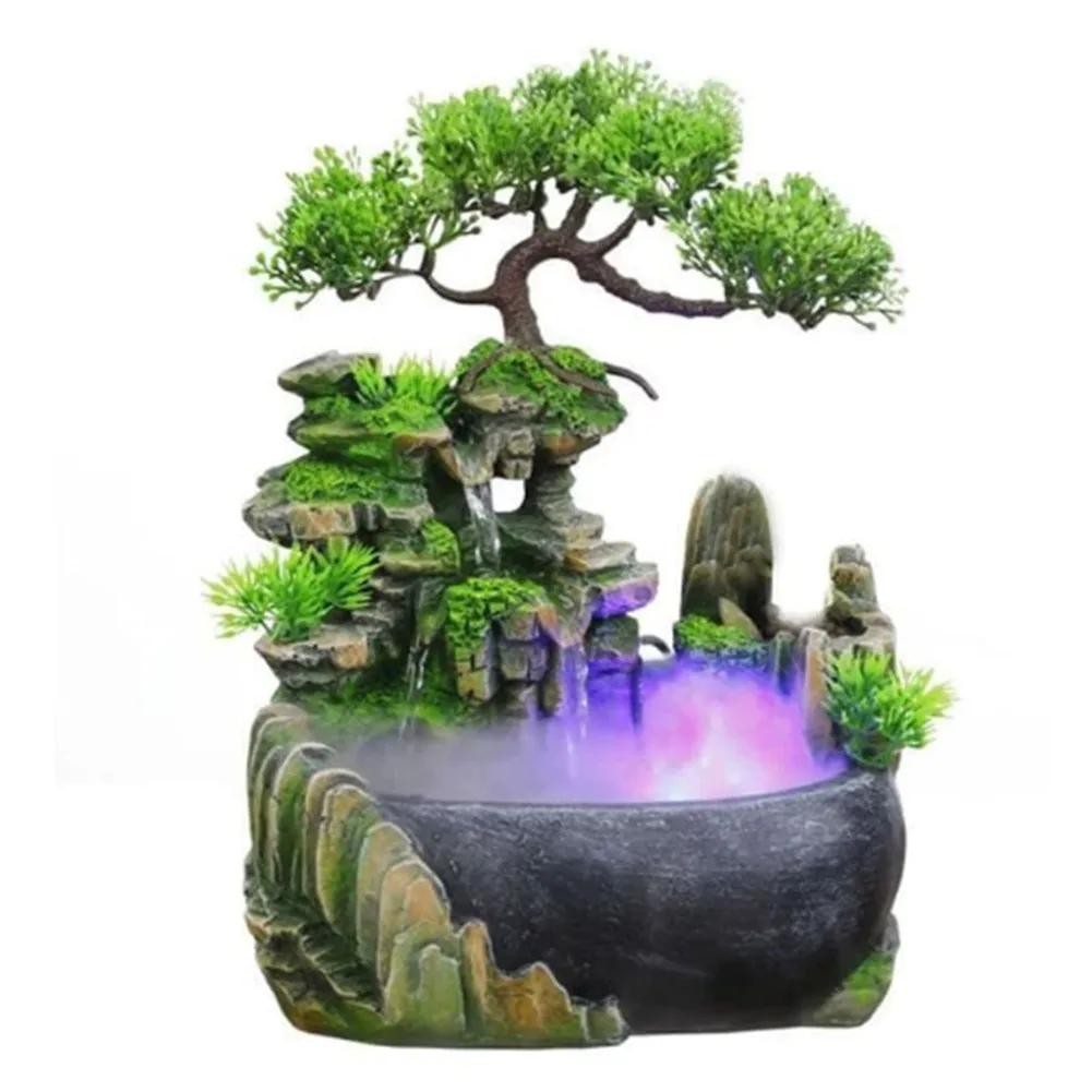 Mountain Tree Fountain Decorative Fishbowl Full of Vibrant Atmosphere Decor for Living Room Entryway Decor