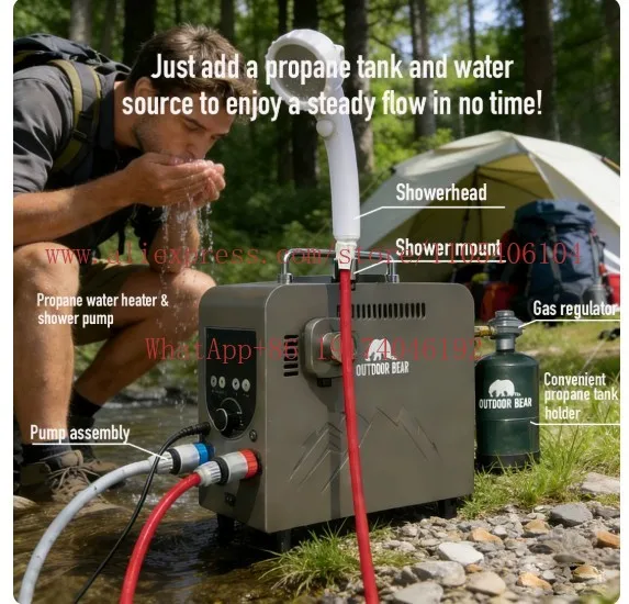 Portable thermostatic water heater Intelligent control shower Bathing artifact Outdoor camping Self-driving tour 6L