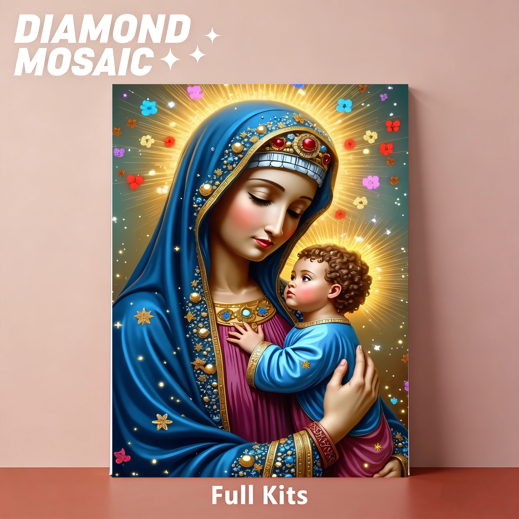 AZQSD Diamond Painting Virgin Mary Religion Portrait Handicrafts Mosaic Art Kits New Collection Full Square Round Drill