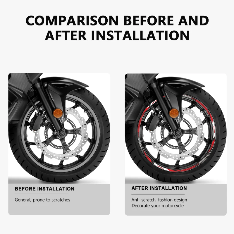 12Pcs Strip Motorcycle Wheel Sticker 17 Inch Wheel Decal Waterproof Rim Tape for Honda Integra 750 700 NC750D NC700D Accessories