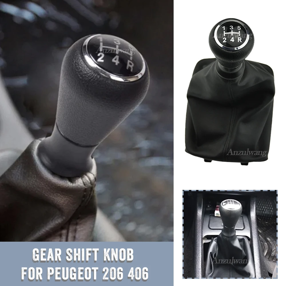 Car Styling 5 Speed Manual Gear Shift Knob Dustproof Cover Collar For Peugeot 206 406 Lever Shifter Stick Handball Accessories