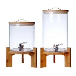 Glass Beverage Keg Dispenser, Kombucha Beverage Jar with Stainless