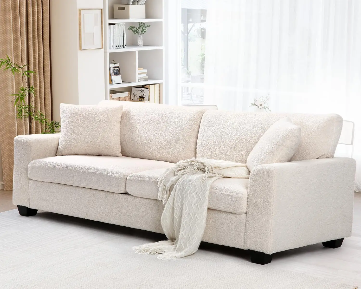 for Living Room inch Comfy Sofa Couch Seater Couch Modern Sofa with Deep Seat for Bedroom Apartment Home Office Teddy Velvet