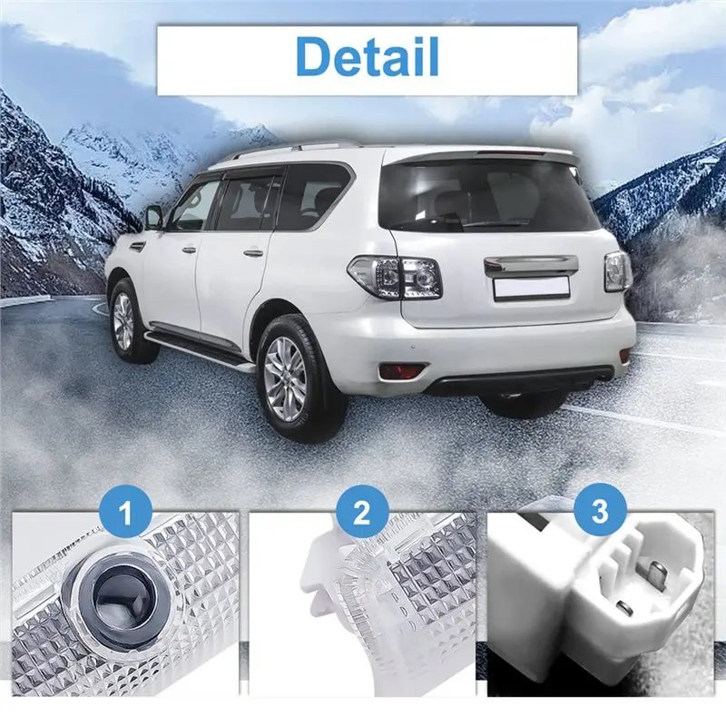 A85E-For Nissan Patrol Y62 2010-2022 Compatible 4 Pcs LED Door Logo Light Shadow Ghost Light With Crowbar
