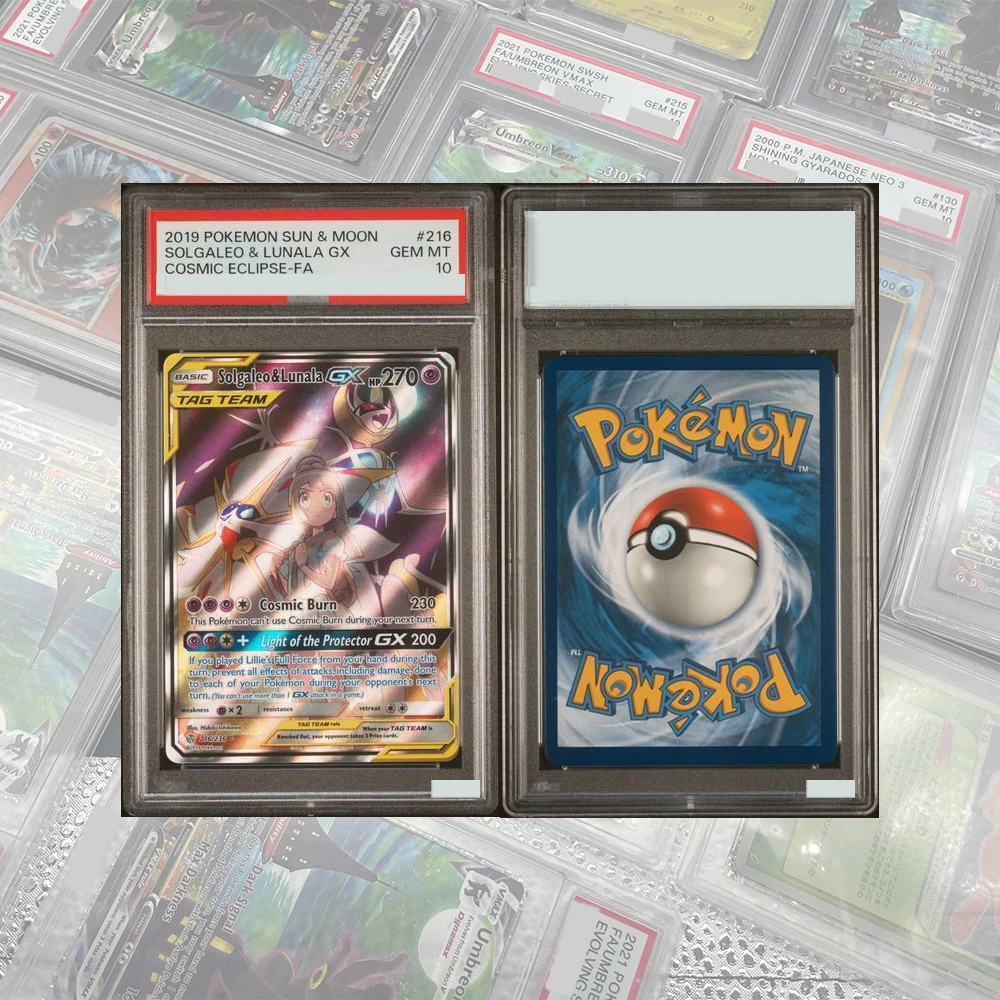 การ์ดสะสม DIY Proxy PTCG ระดับเกรด Cosmic Eclipse: Red & Blue Ash Gary Full Art Trainer 234/236 GEM MT10 พร้อมสติกเกอร์โฮโลแกรม