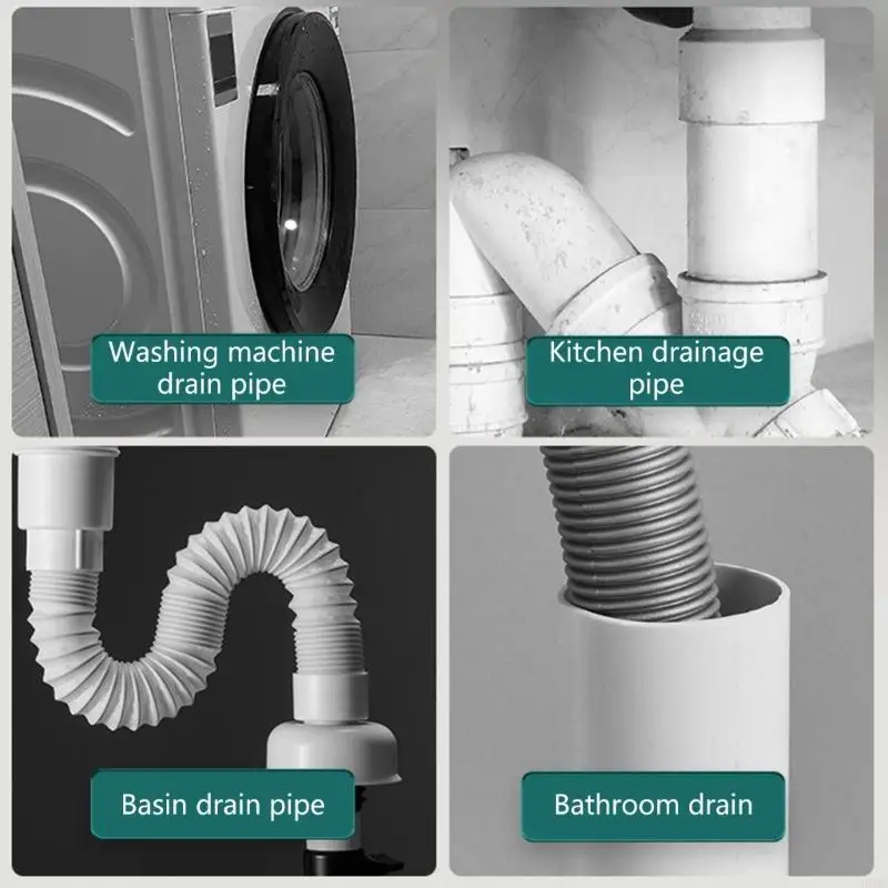 R1WB Tubo drenagem Mangueira Silicone Plug TPR Anel vedação esgoto cozinha anticorrosão