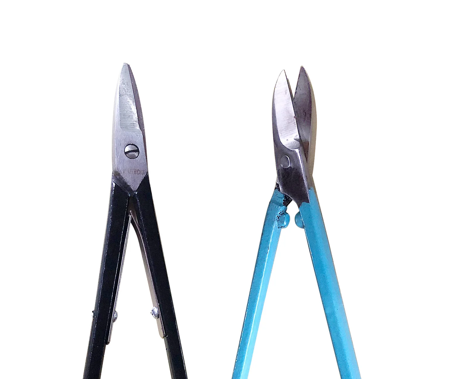 British Blue & Black Handle Jewelry Shears - Flat Stainless Steel Cutting Pliers for Gold & Silver Crafting (Sizes 7# & 8#)