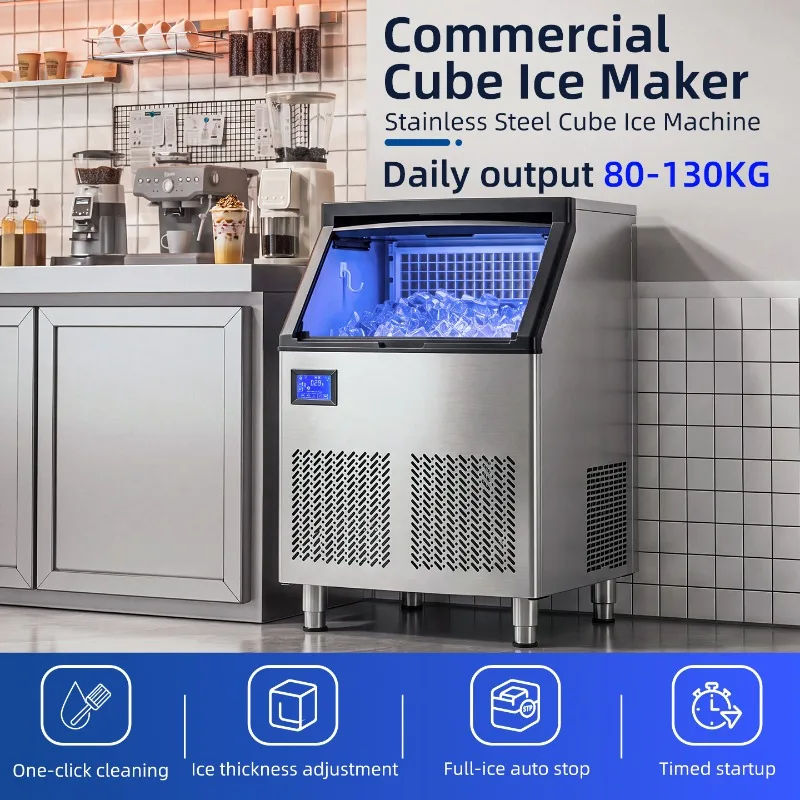 Airo Ice Cube Maker Machine 70KG Compact Size Automatic Self Cleaning Fast Ice Adjustable Thickness for Container Loading