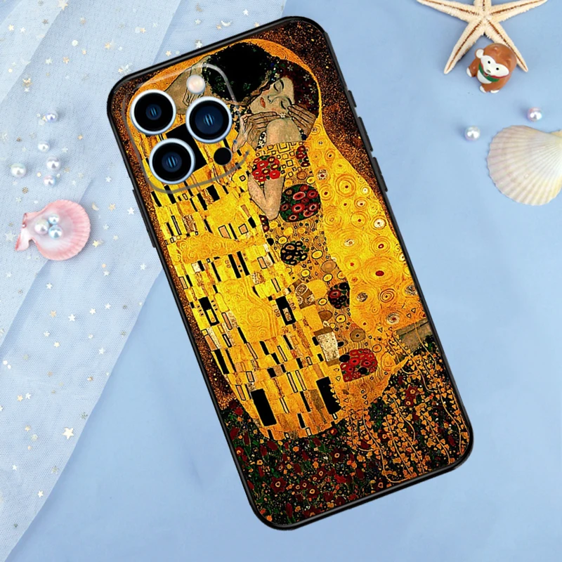 Gustav Klimt Kiss Art Phone Case For iPhone 13 11 12 14 15 16 Pro Max 7 8 Plus XR XS Max X Silicone Cover