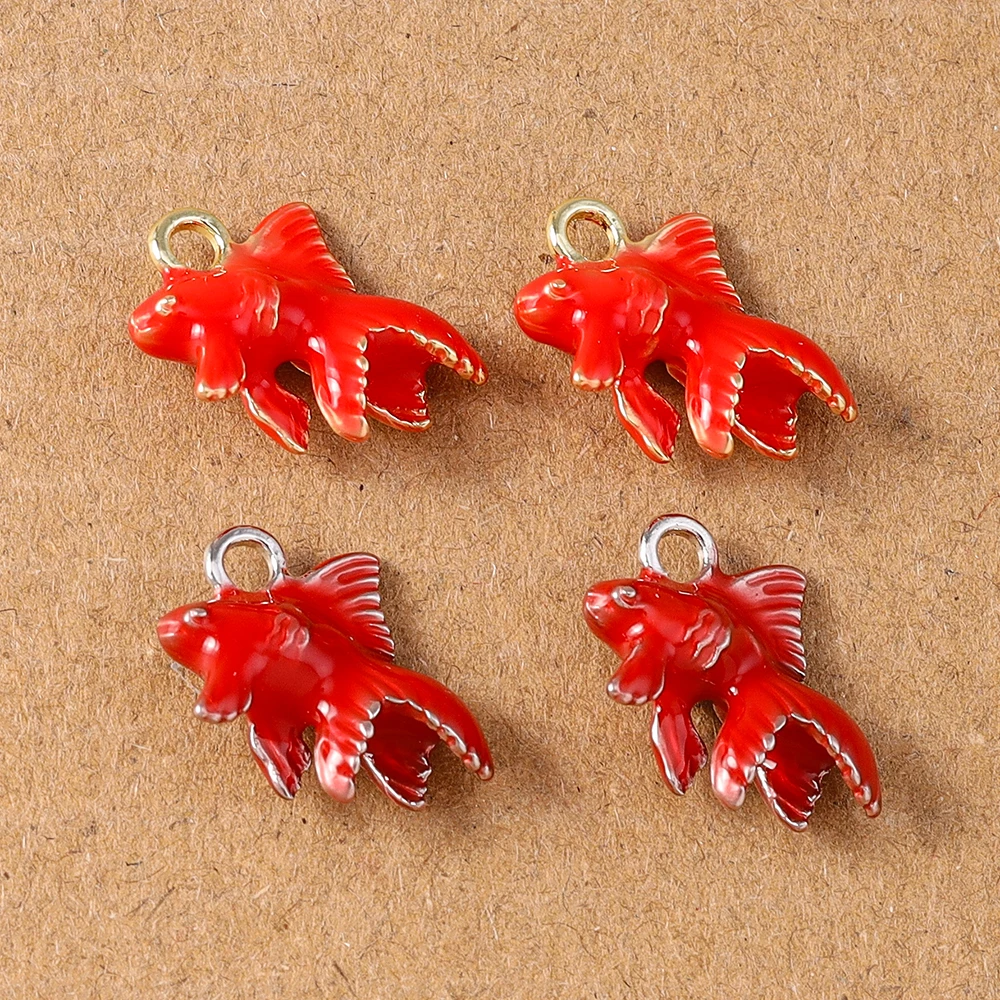 5 Stück süße Emaille-Fisch-Charms, Goldfisch-Anhänger für Halskette, Ohrringe, Armband, DIY-Schmuckherstellung, Zubehör, Zubehör