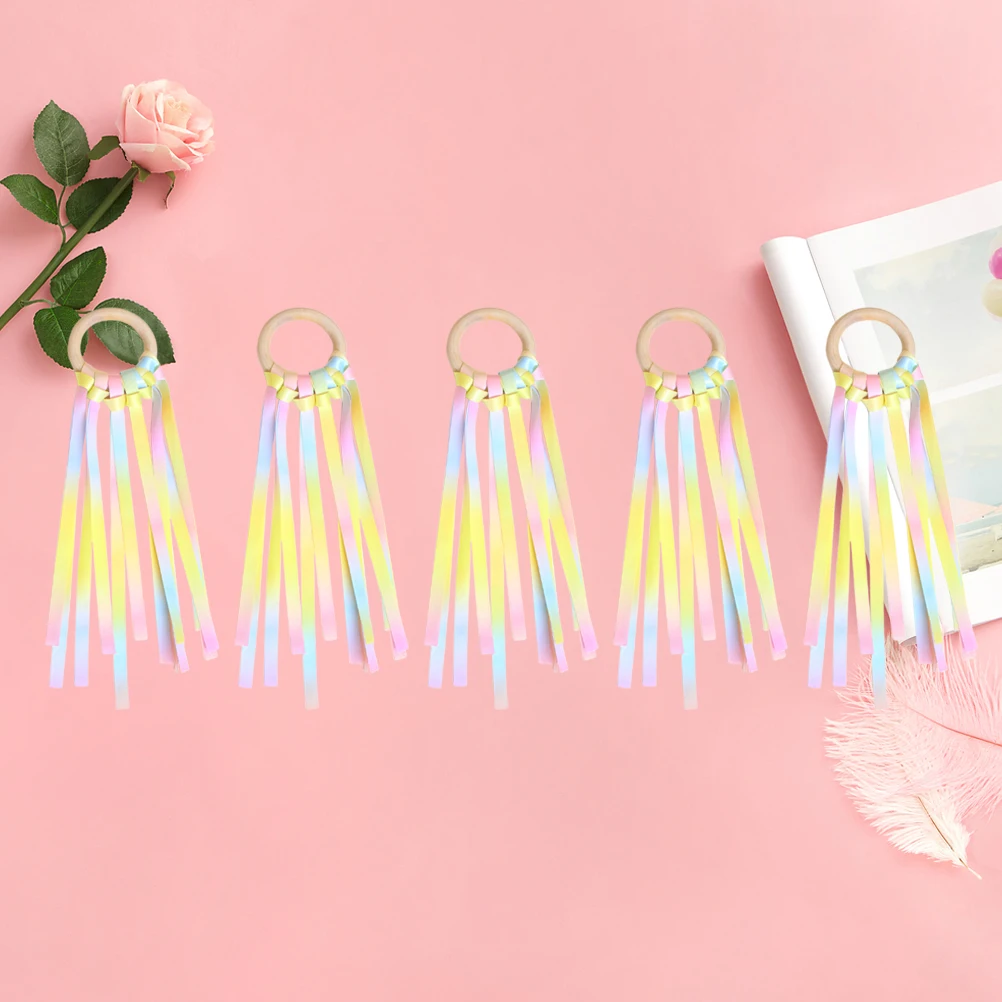 

5pcs Dance Ribbons Rhythmic Gymnastics Streamers Kids Silk Handheld Colorful Training Equipment Twirling Chinese Oriental