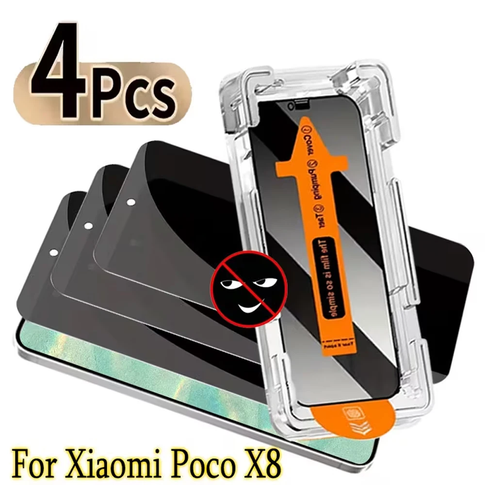 

4pcs Privacy Screen Glass For Xiaomi Poco F8 Ultra Anti-Spy Protector Film Poco F8 Pro X8 Pro Max X8 Pro Fingerprint Unlock