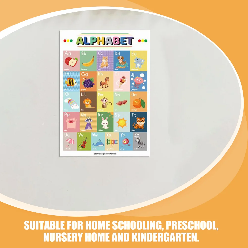 

English White Learning Posters For Home Schooling Classroom Educational Cognitive Shapes Cartoon Wall