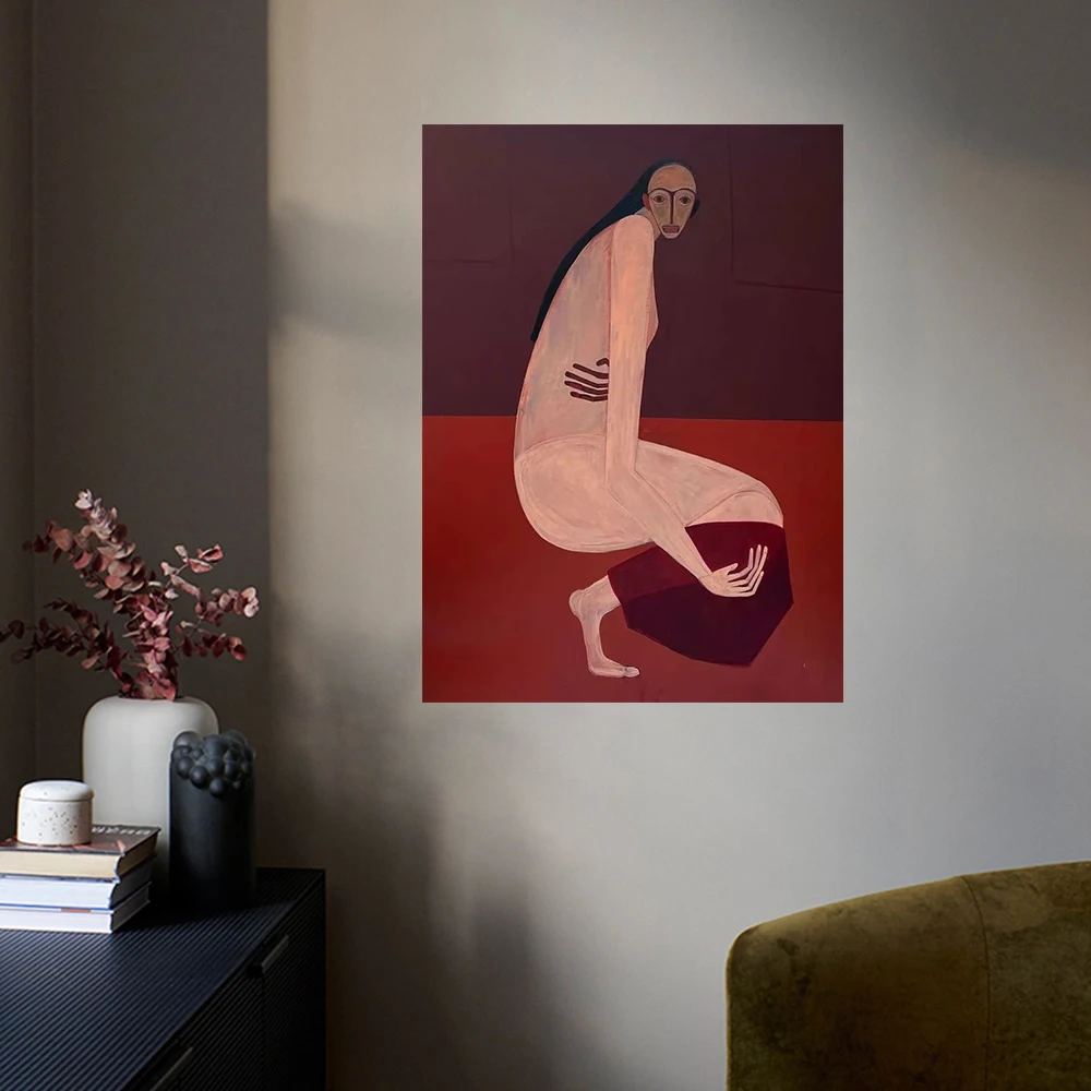 

Wabi-Sabi Mid-Century Modern Hand-Painted Abstract Figure Oil Painting Living Room Decoration Hanging Painting，Canvas Wall Art