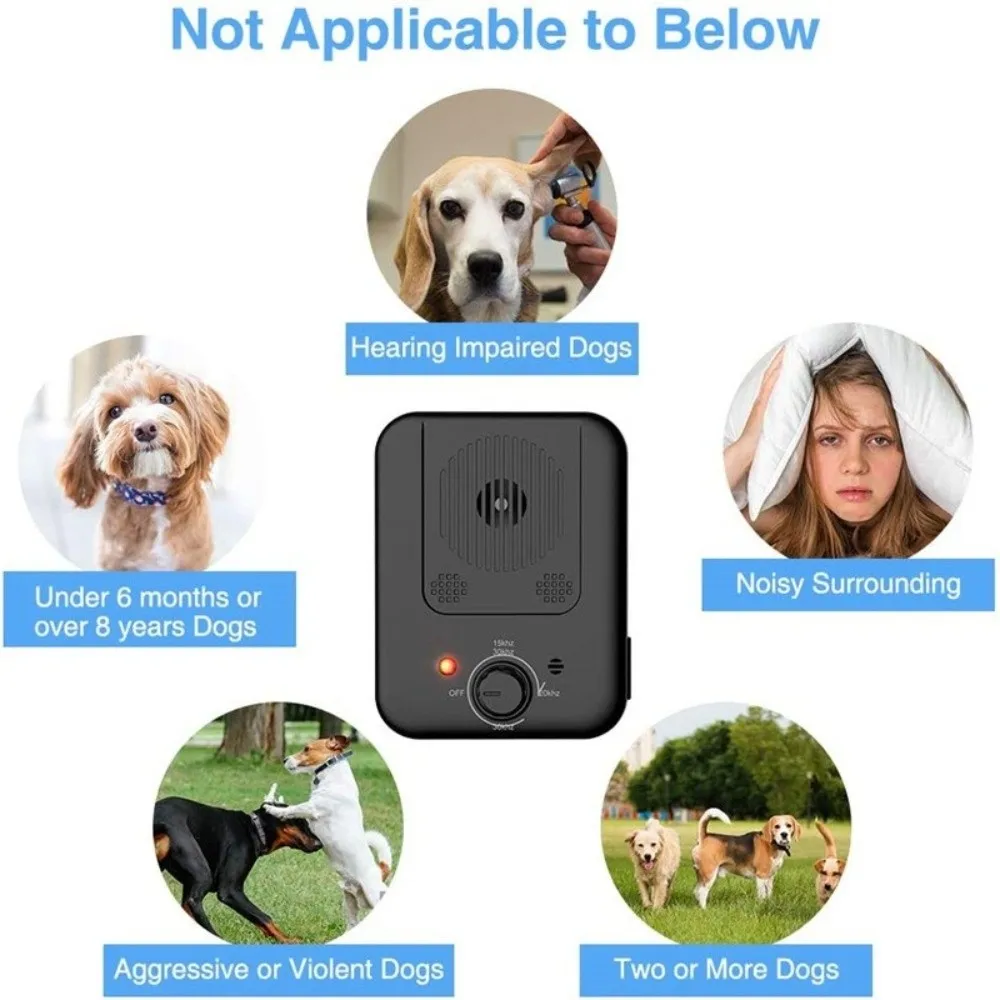 

Anti-Barking Dog Bark Deterrent Device Waterproof LED Indicate Ultrasonic Dog Bark Deterrent Long-lasting Professional