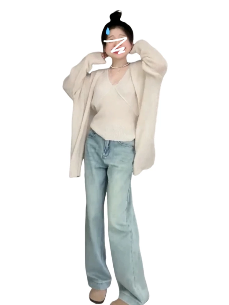 Suéter de malha feminino coreano sle jaet outono inverno novo preguiçoso faion sentimento de alta qualidade versátil camada base cardigã aberto