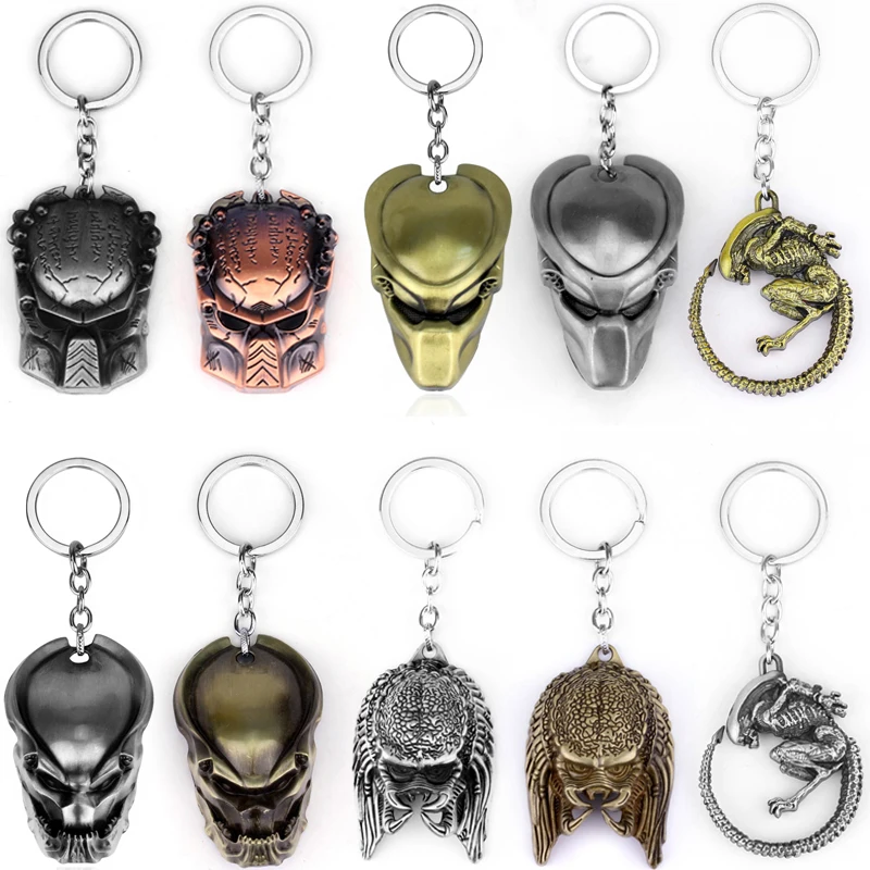 Movie Jewelry Aliens Predator AVP Mask Keychain Alien Queen Figure Cosplay Keyring Men Key Bags Car Key Chains Accessories Gift