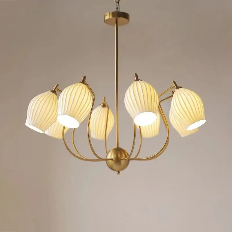 

French-style Living Room Chandelier Nordic Minimalist Creative Art Vintage Lamp Glass Lampshade Bauhaus Bedroom Dining Room Lamp